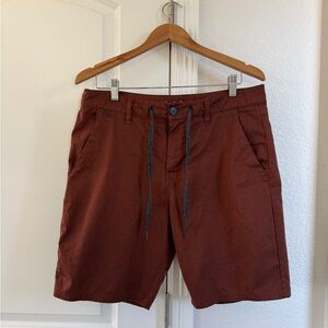 Roark Men's Brick Red Flat Front Shorts 32 waist
